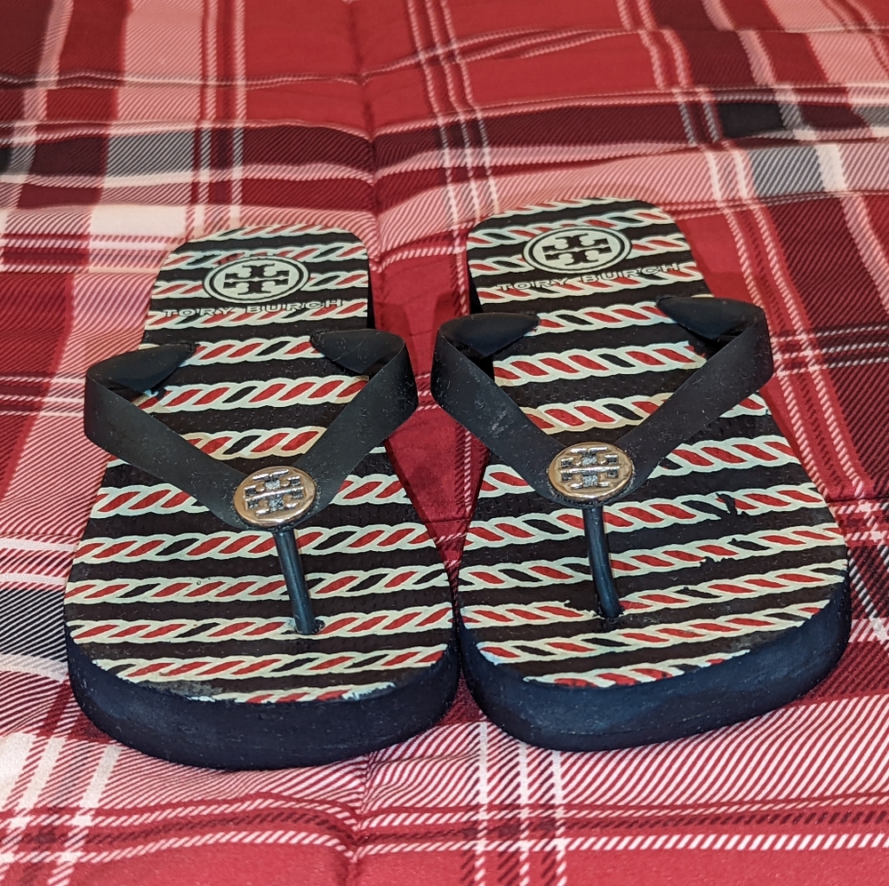 Tory Burch Black and Multicolor Sandals